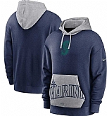 Men's Seattle Mariners Nike Navy Gray Heritage Tri Blend Pullover Hoodie,baseball caps,new era cap wholesale,wholesale hats